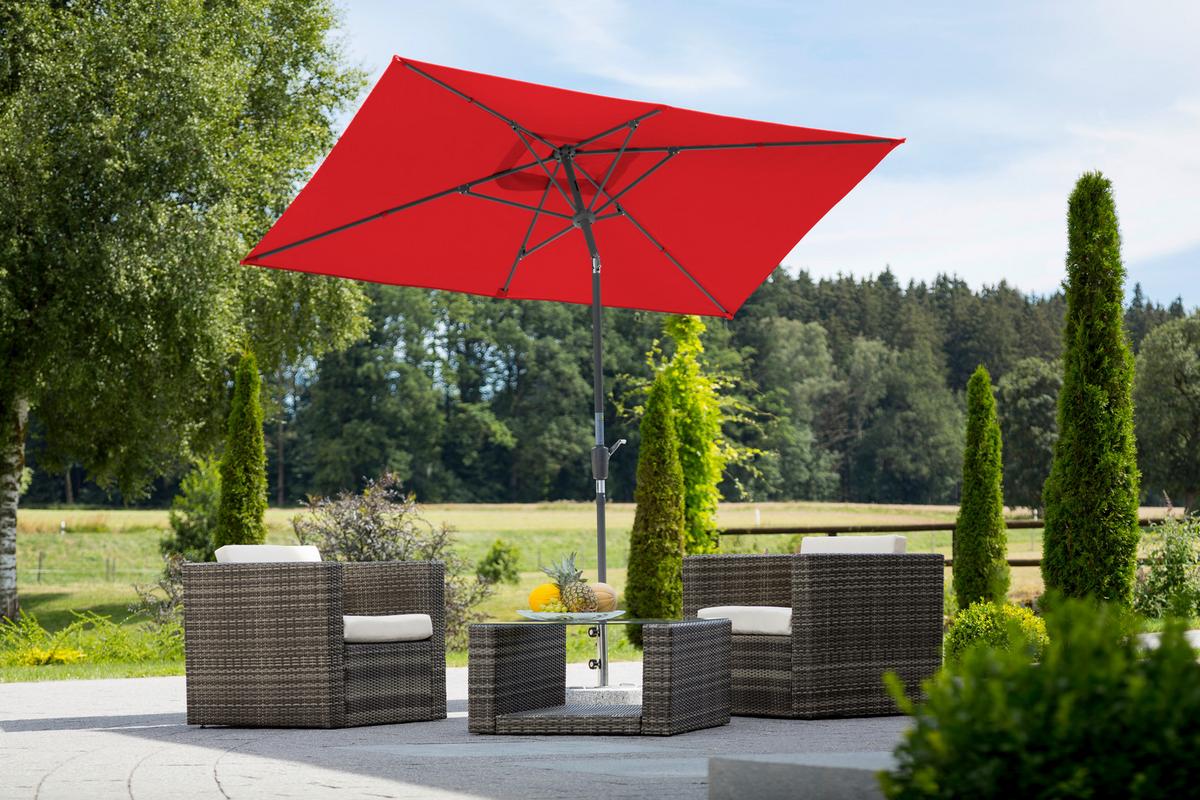 Sonnenschirm Tunis BxHxT: 150x250x270 cm Rot - Anthrazit/Rot, Basics, Textil/Metall (150/250/270cm) - Schneider