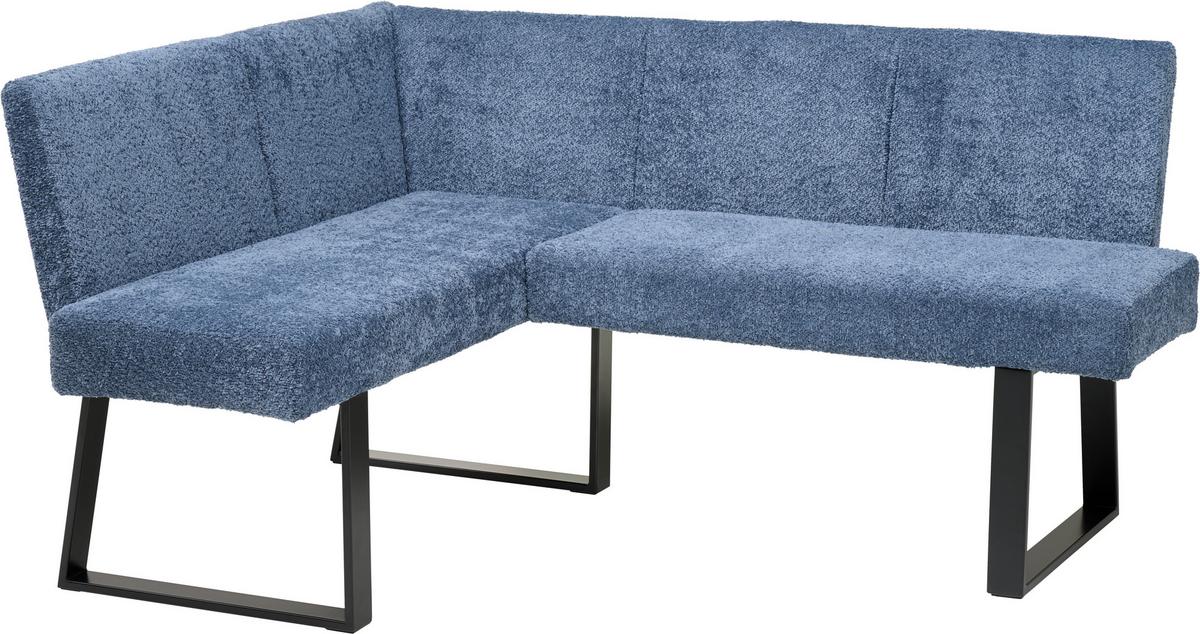 Eckbank Terri Dunkelblau, S: 132x163 cm - Schwarz/Dunkelblau, KONVENTIONELL, Textil/Metall (130/160cm) - MID.YOU