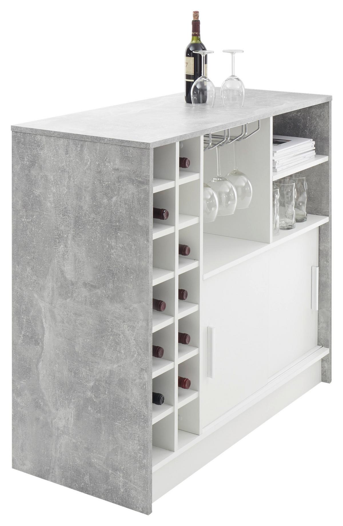 Bartisch Planter 110x48x100 cm Hellgrau/Weiß mit Stauraum - Chromfarben/Hellgrau, MODERN, Holzwerkstoff/Metall (110/48/100cm) - MID.YOU