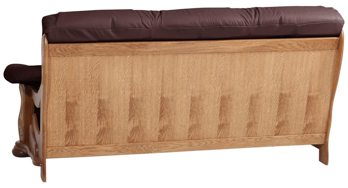 3-sitzer-sofa Tennessee Dunkelrot Echtleder - Eichefarben/Dunkelrot, LIFESTYLE, Leder/Holz (205/95/95cm) - Max Winzer