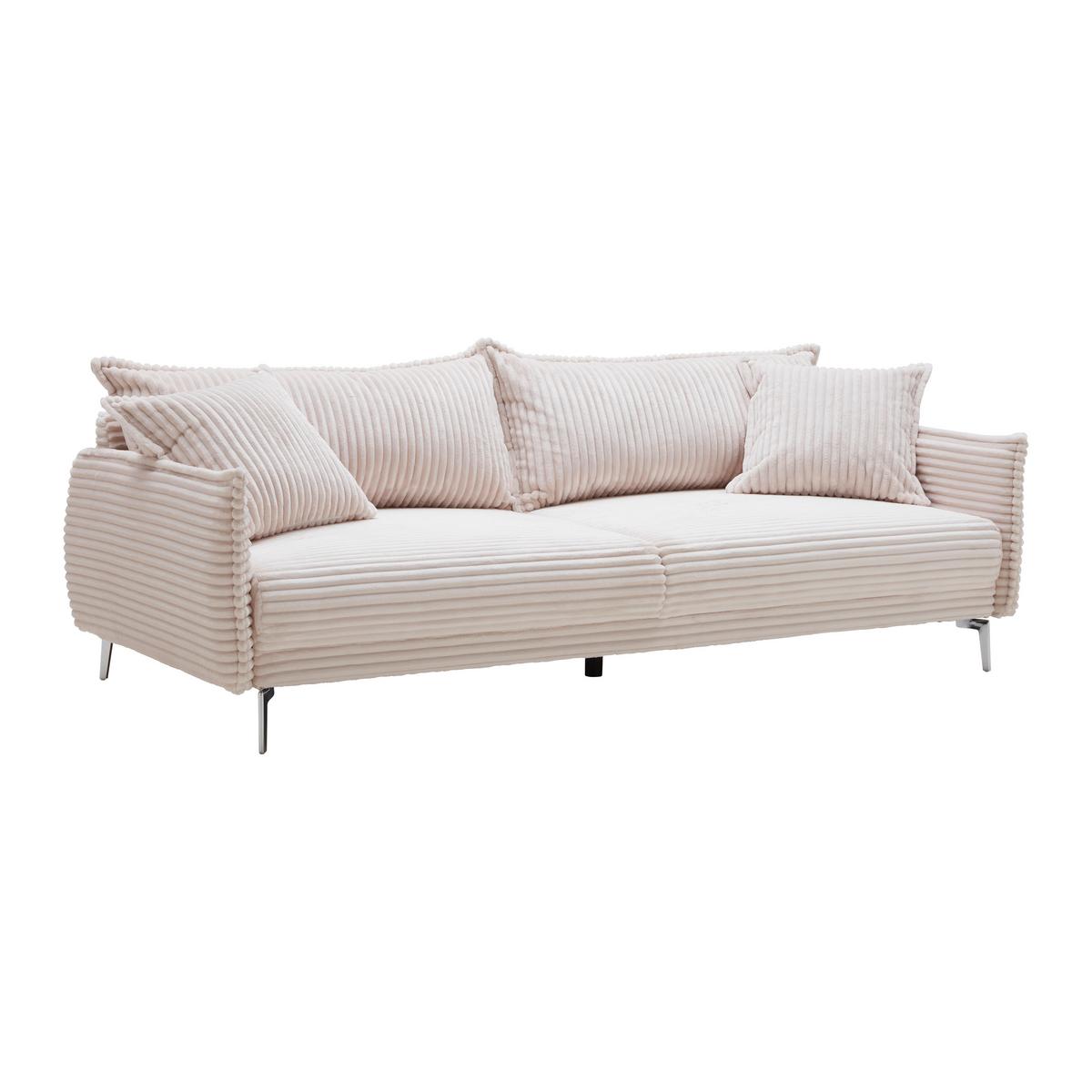 Veľká pohovka biela - biela/chrómová, Modern, kov/kompozitné drevo (241/90/117cm) - Mömax
