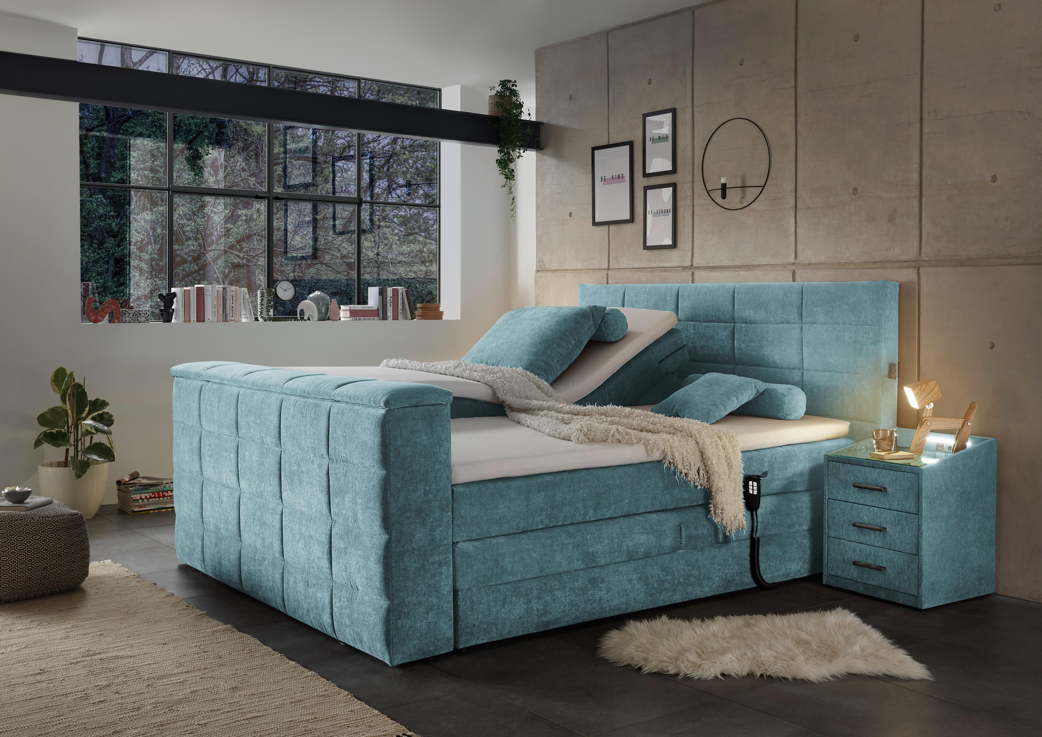 Boxspringbett Mit Topper 180x200 Cm Denver - Petrol, KONVENTIONELL, Textil (180/200cm) - Carryhome