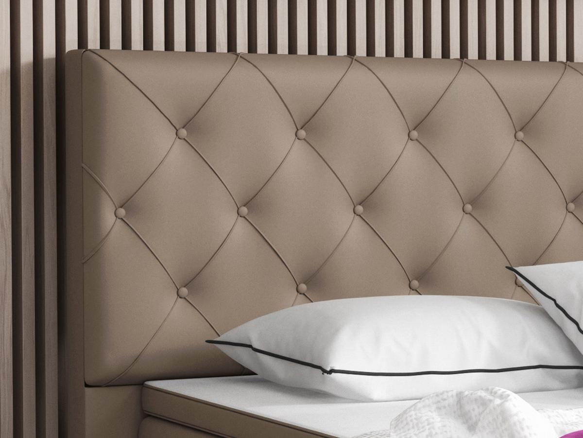 Boxspringbett mit Topper 180x200 cm Turin - Silberfarben/Cappuccino, KONVENTIONELL, Leder/Textil (180/200cm) - MID.YOU