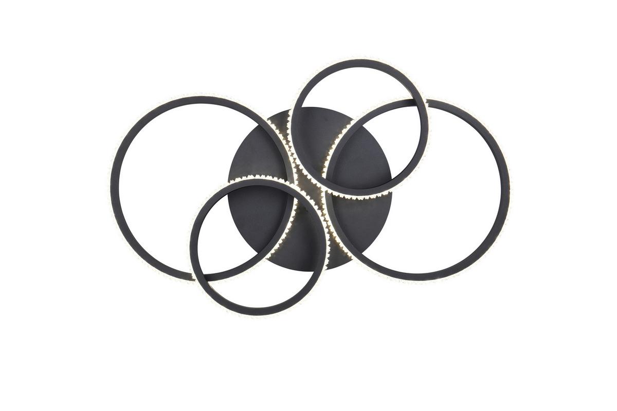 Led-deckenleuchte Cires Klar Schwarz Transparent - Klar/Transparent, Basics, Kunststoff/Metall (65,5/48,5/8,5cm)