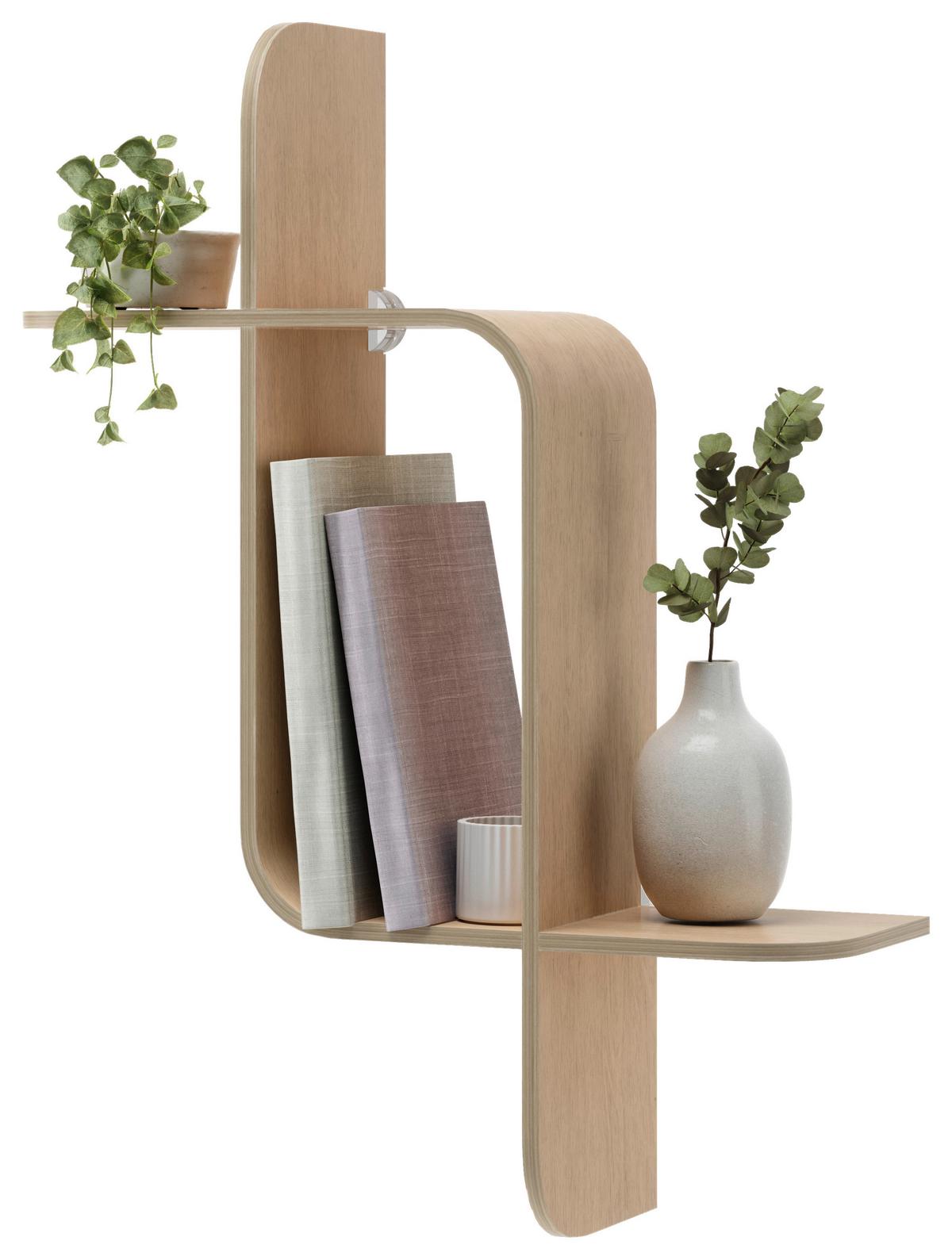 NÁSTENNÝ REGÁL 1017571-390 - prírodná farba, Design, drevo (15,2/46,9/52,2cm) - Umbra