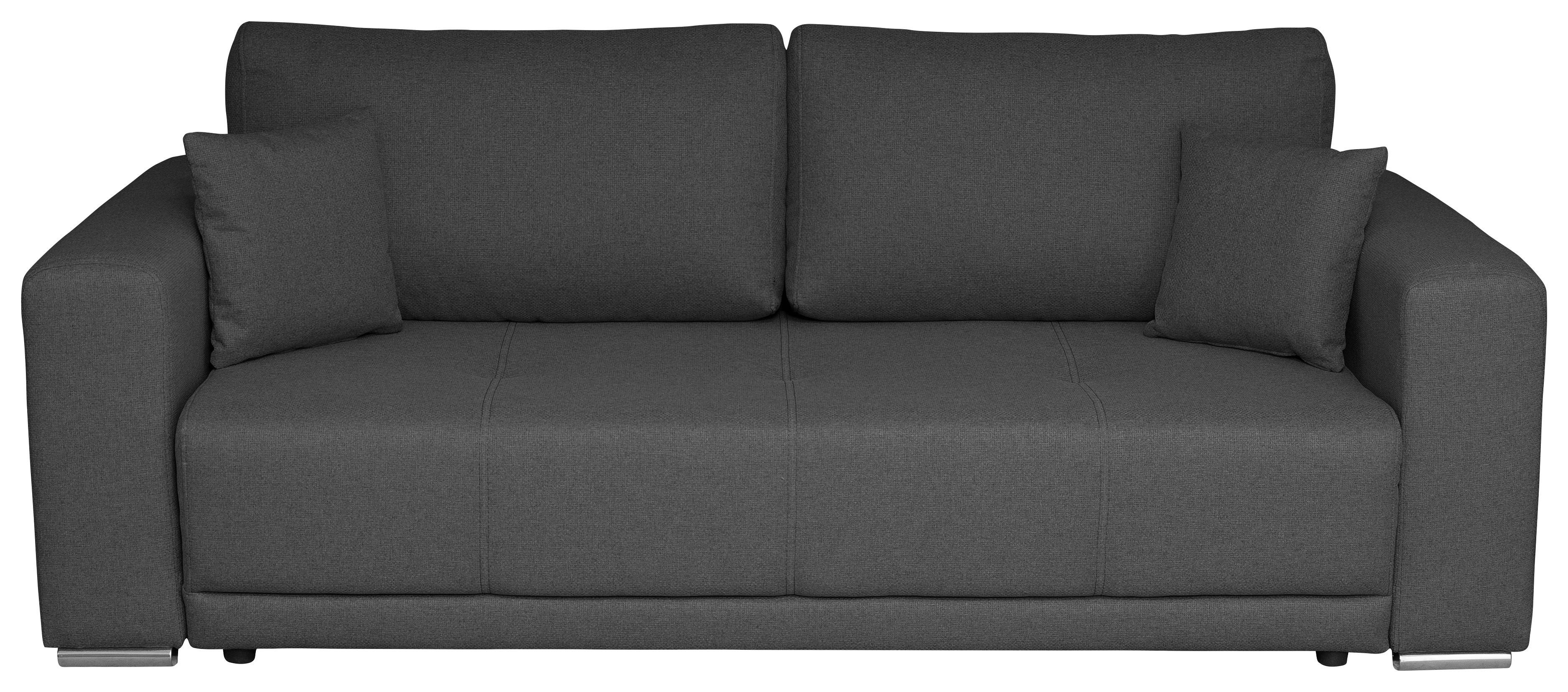 3-Sitzer-Sofa Mit Schlaffunktion Berna - Chromfarben/Dunkelgrau, Design, Textil (238/77/108cm) - P & B