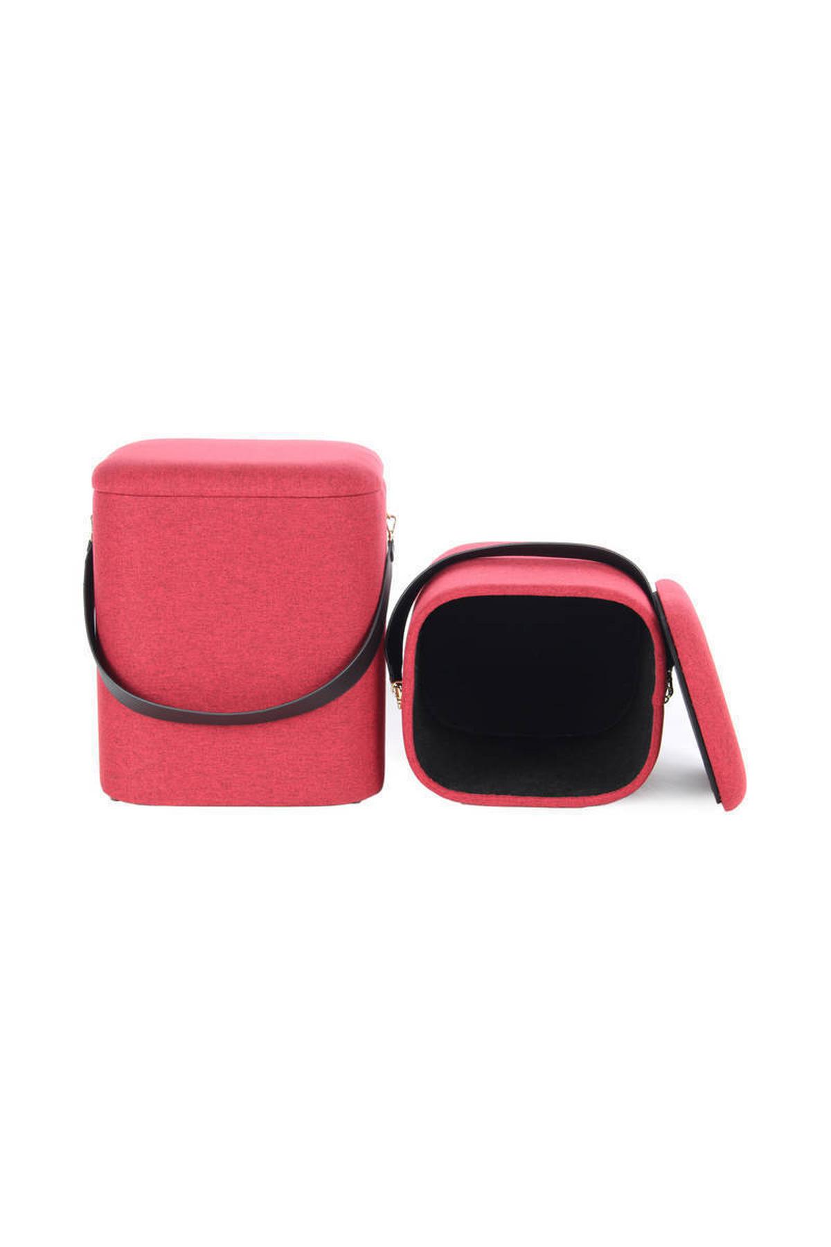 Hocker Arabella Mit  Stauraum Rot H: 44 Cm 2er-Set - Rot/Schwarz, Basics, Kunststoff/Textil (29,5+35,5cm) - Kayoom
