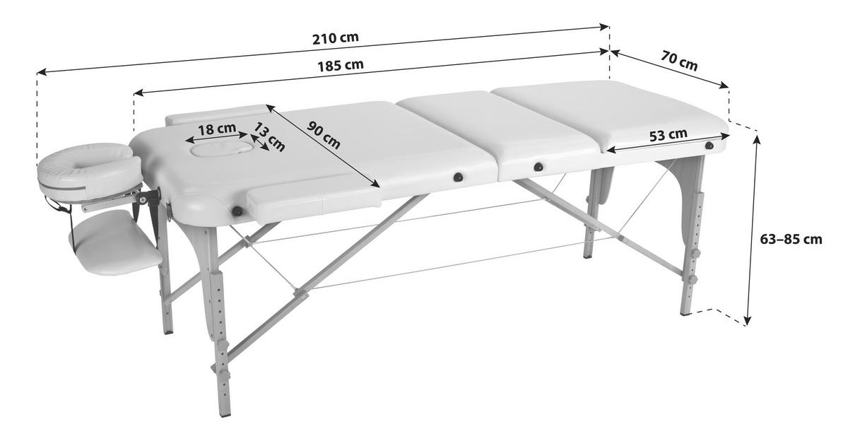 Massageliege Wooden Weiß Holzgestell, Höhenverstellbar - Beige/Buchefarben, MODERN, Holz/Holzwerkstoff (185/70/62-85cm) - Ondega