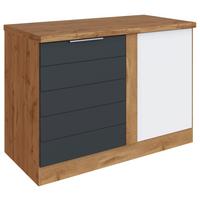 Eckunterschrank Florenz B: 120 cm Grau/Eiche Dekor 1 Tür - Eiche Wotan/Grau, Design, Holzwerkstoff (120/86/60cm) - Held