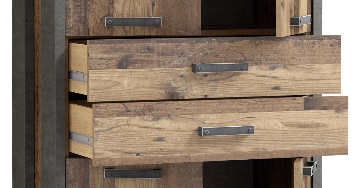 Chic: Holz-Dekor in Hochschrank Rustikaler CLIFF