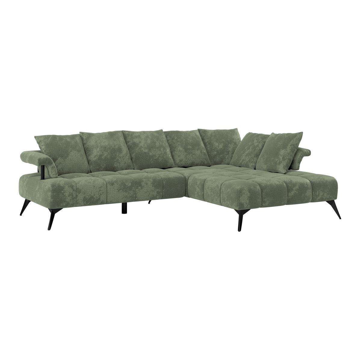 Rohová sedačka VANESSA NEW nutná š. dveří 90 cm, pravá - černá/mátově zelená, Moderní, kov/textil (297/200cm)