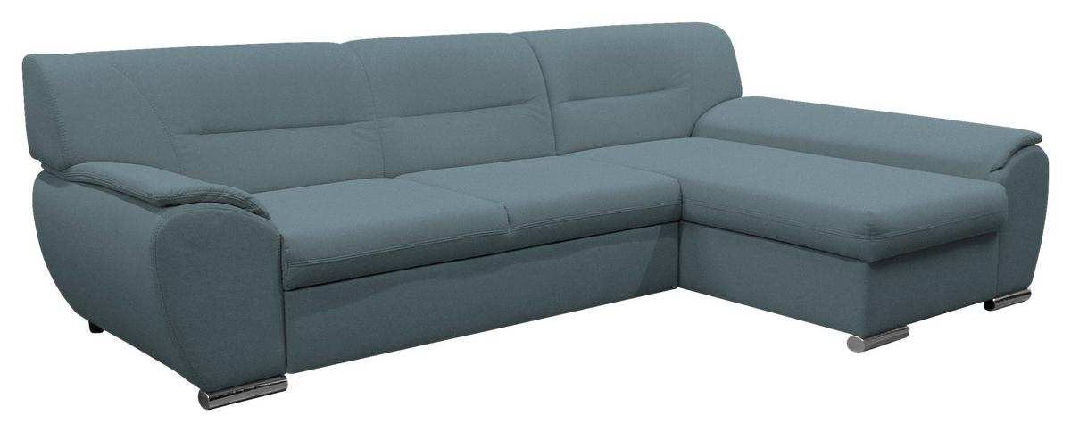 Veratti New Blau Inkl. Schlaffunktion Ottomane Rechts - Blau/Silberfarben, Design, Textil (281/167cm) - MID.YOU