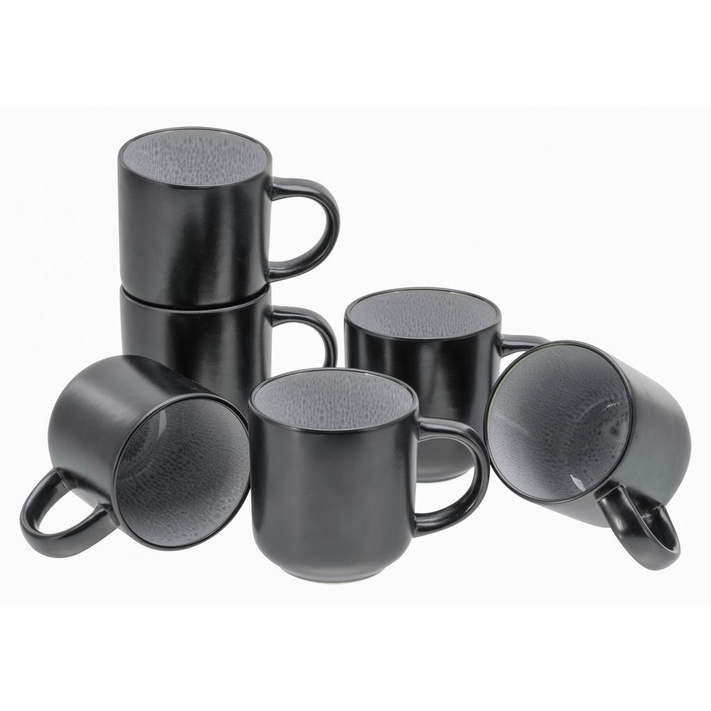 Kaffeebecherset Nordic Fjord Steinzeug 6--Teilig Hellgrau