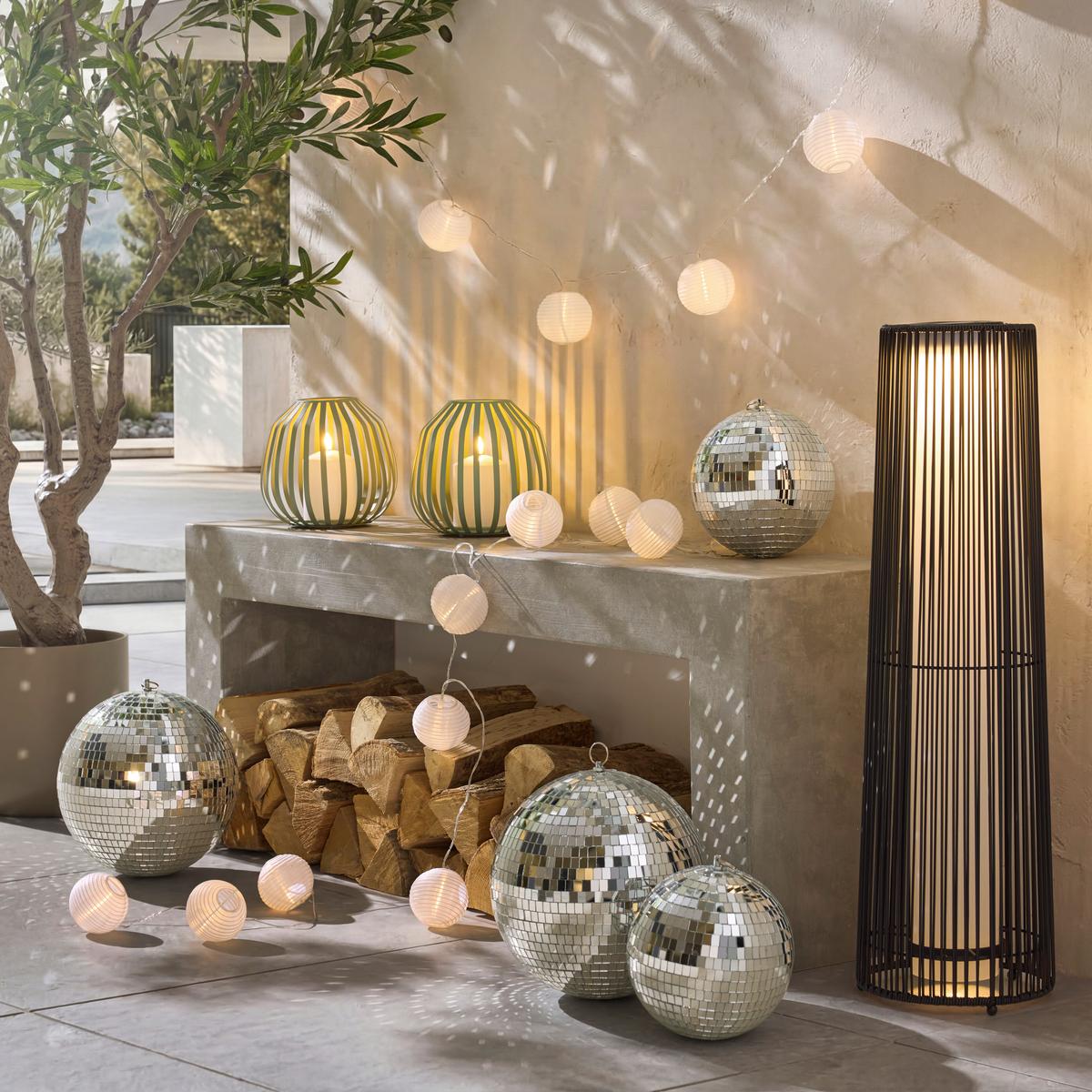 SOLÁRNÍ SVÍTIDLO LAMPI - bílá/černá, Romantický / Rustikální, textil/plast (200cm) - Mömax