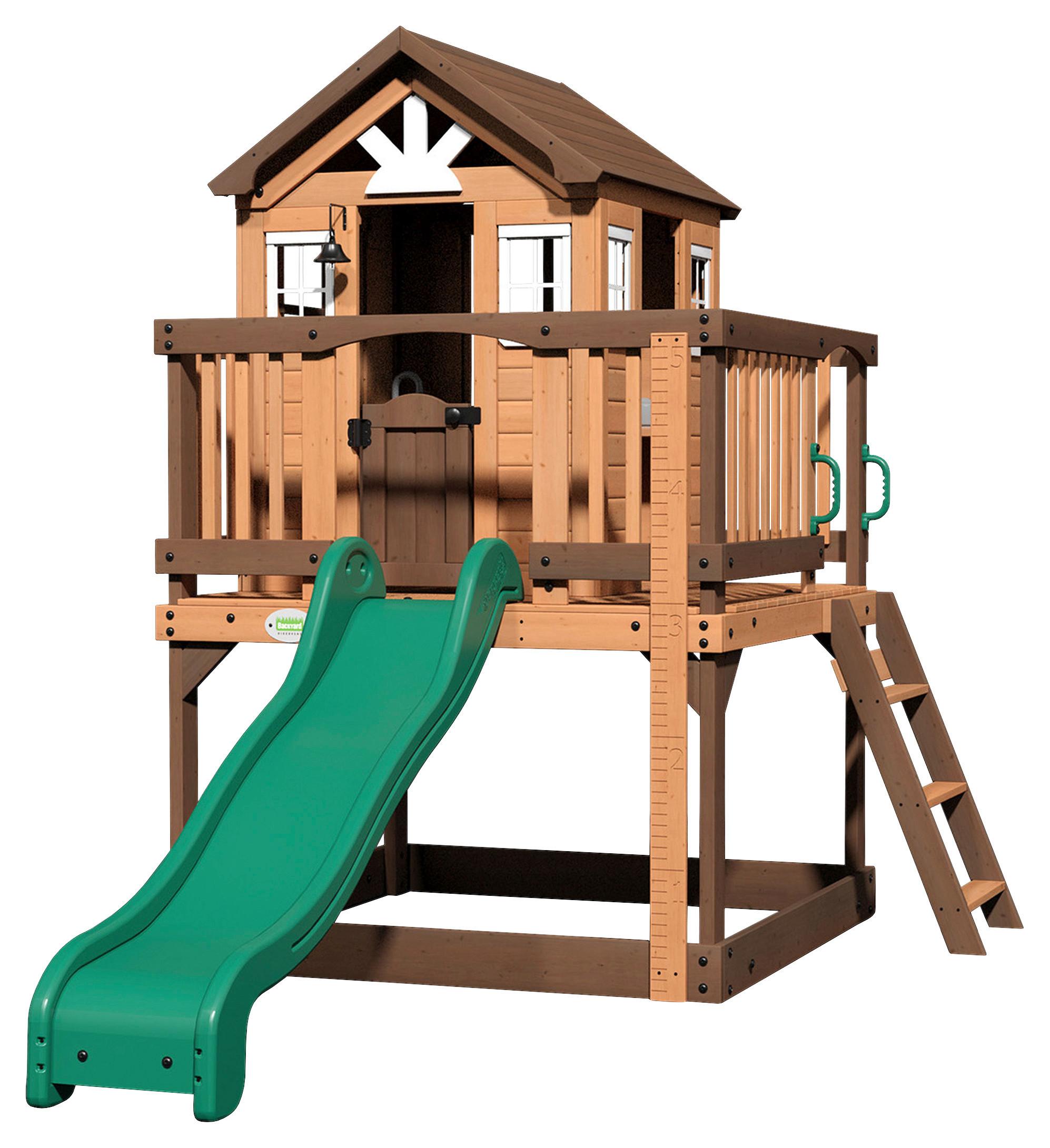 Spielhaus Echo Heights Braun/grün B: 190 Cm - Braun/Grün, KONVENTIONELL, Holz/Kunststoff (190/230/310cm) - Ambia Garden