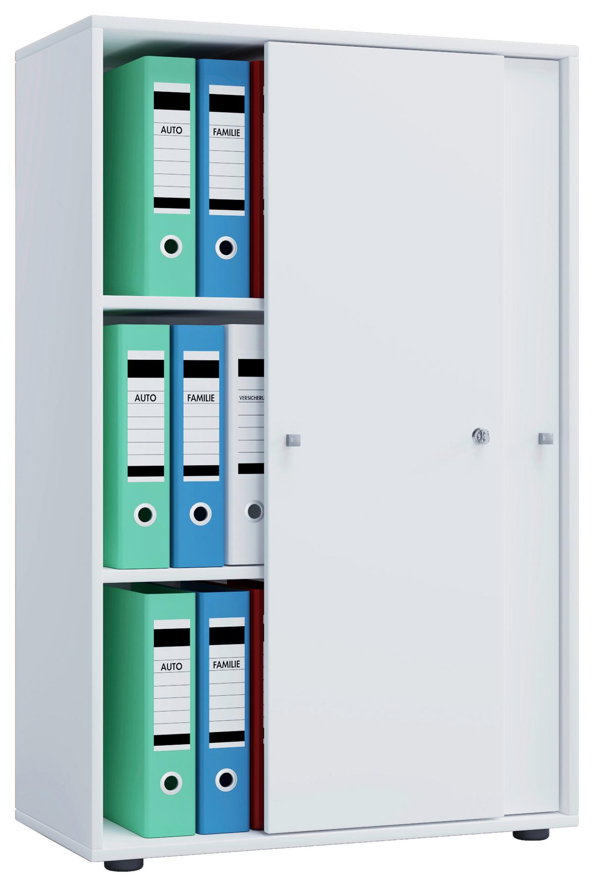 Aktenschrank versperrbar Lona XL Weiß B 70 cm - Weiß, Basics, Holzwerkstoff (70/105/37cm) - MID.YOU