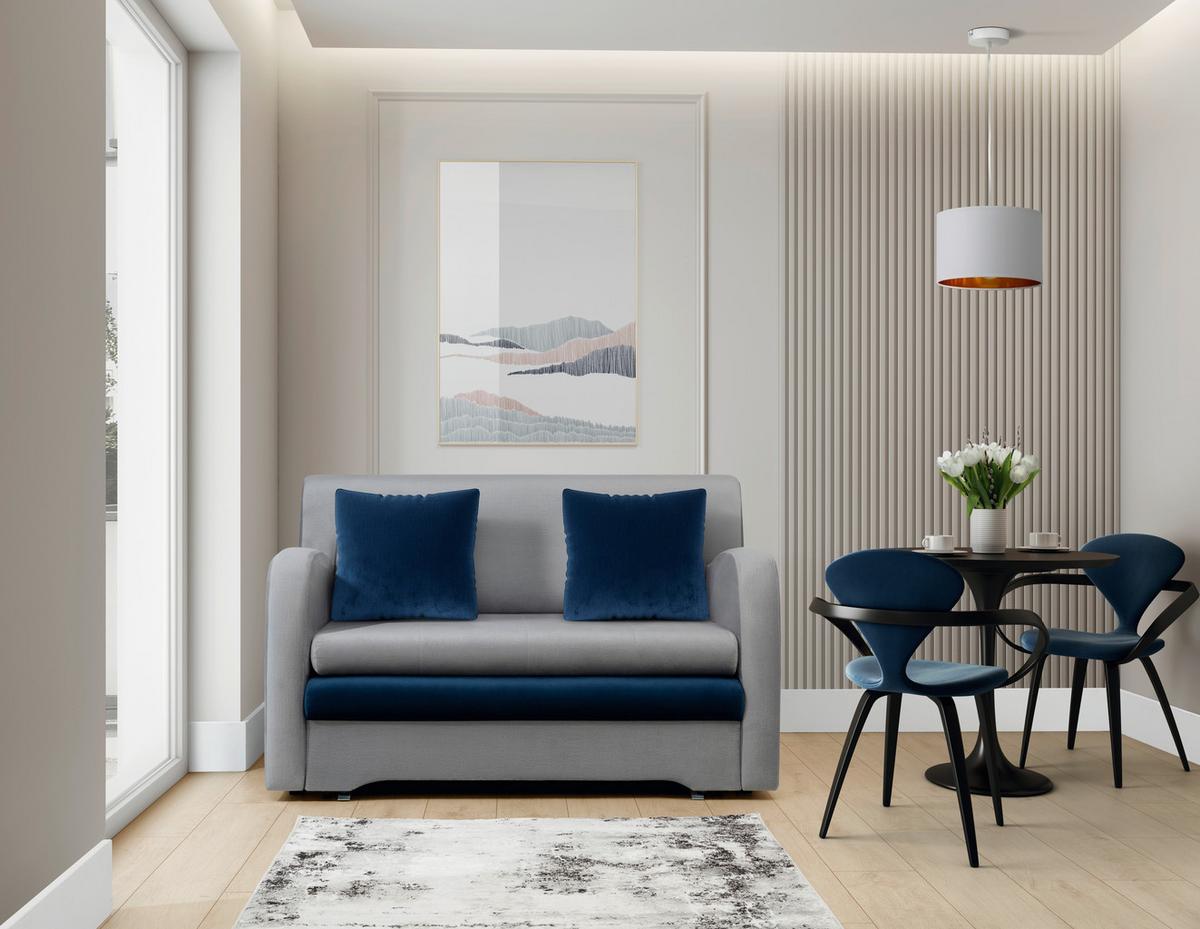 Schlafsofa Ario Grau B: 130cm - Schwarz/Dunkelblau, Design, Textil (130/85/103cm) - MID.YOU