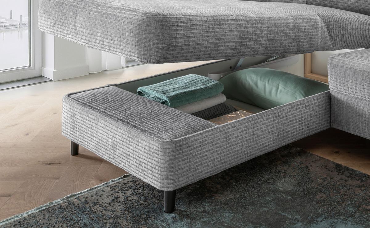 Ecksofa Cavoli, Grau S: 176x279 cm - Schwarz/Grau, MODERN, Textil (176/279cm) - Livetastic