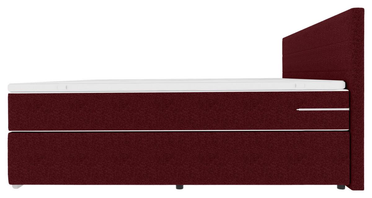 Boxspringbett Catania - Chromfarben/Weinrot, KONVENTIONELL, Textil (140/200cm)