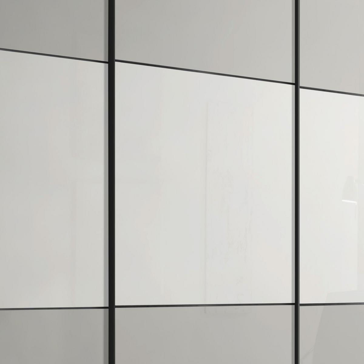 Schwebetürenschrank Glasfront 280 Cm Includo, Hellgrau/weiß - Dunkelgrau/Hellgrau, MODERN, Glas/Holzwerkstoff (280/222/68cm)