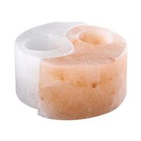 Stojan na sviečku SOLUNA - oranžová/biela, Natur, kameň (12cm)