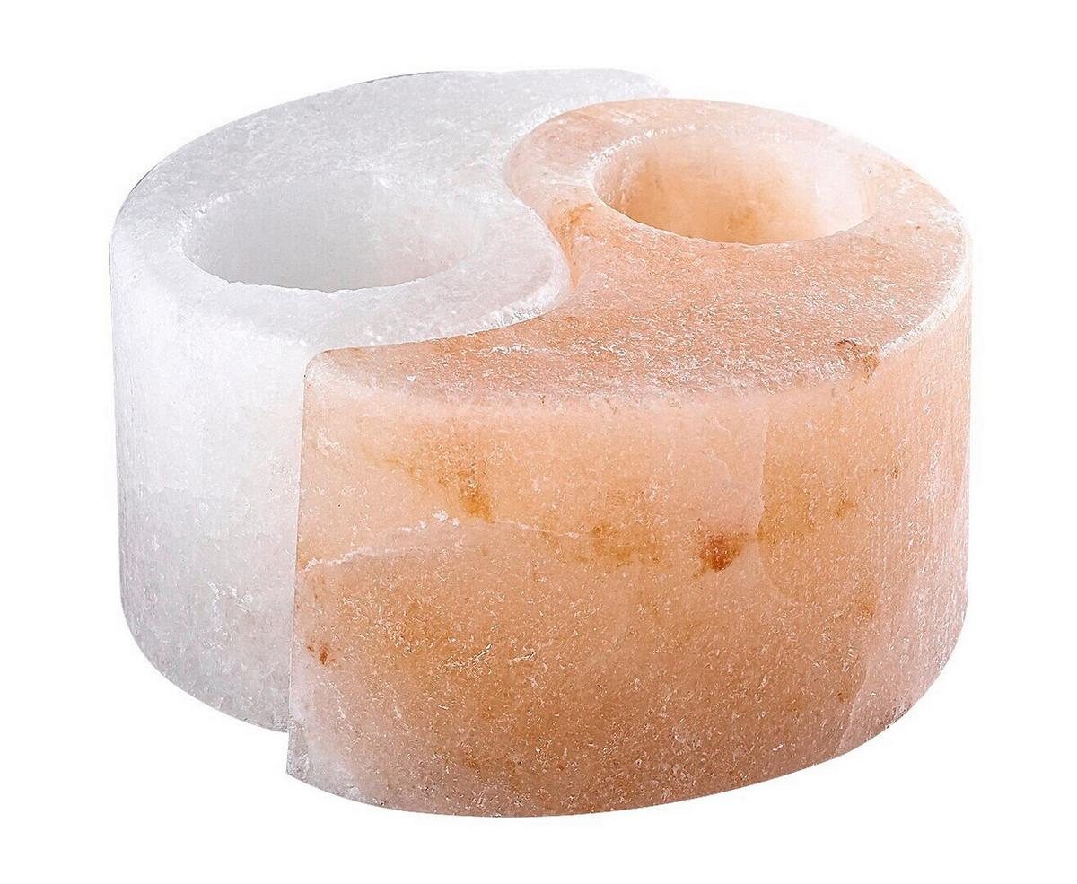 Stojan na sviečku SOLUNA - oranžová/biela, Natur, kameň (12cm)