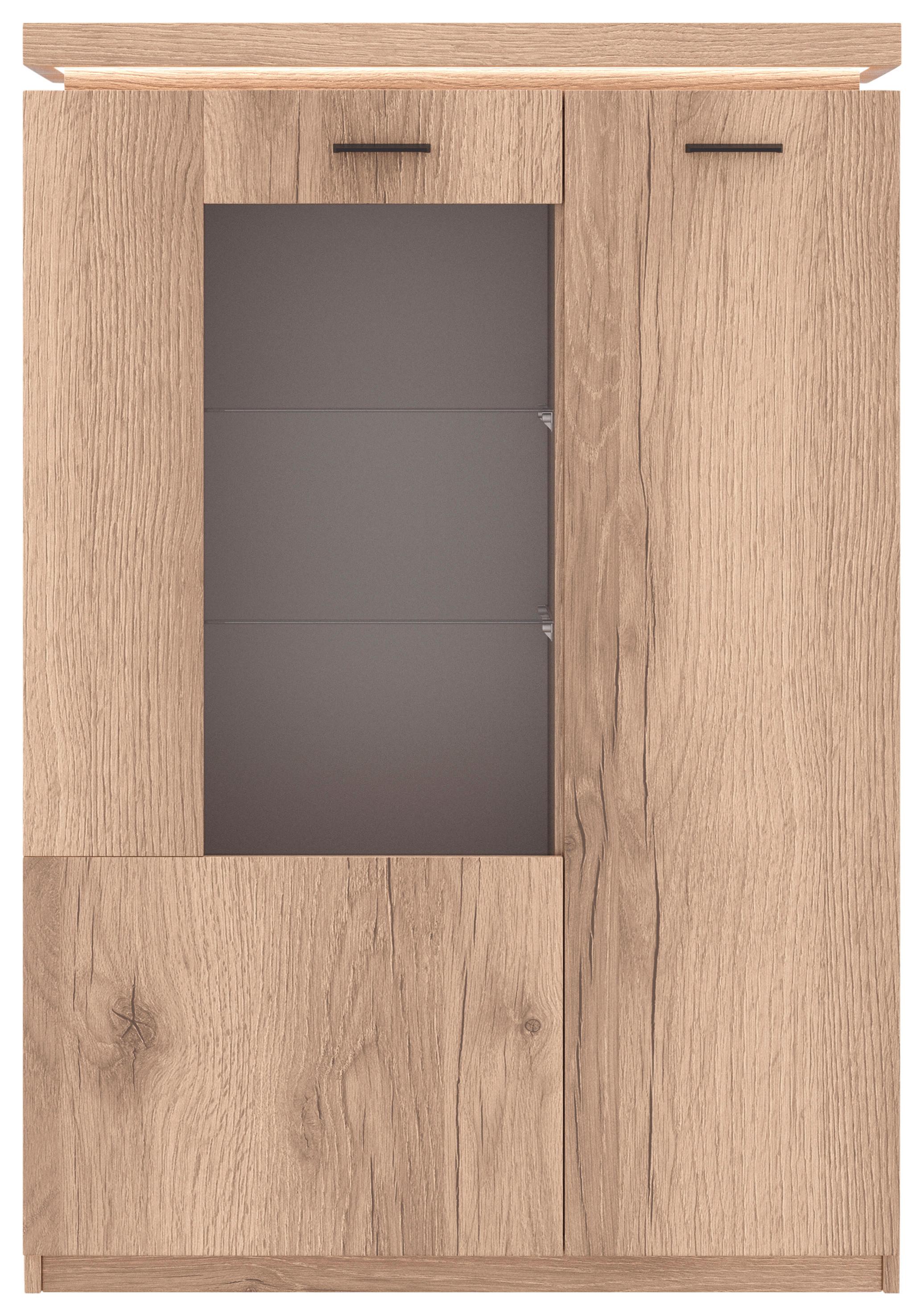 Vitrine Vancouver B: 98 cm Mit Beleuchtung Eiche Dekor - Eichefarben, MODERN, Glas/Holzwerkstoff (98/143/38cm)