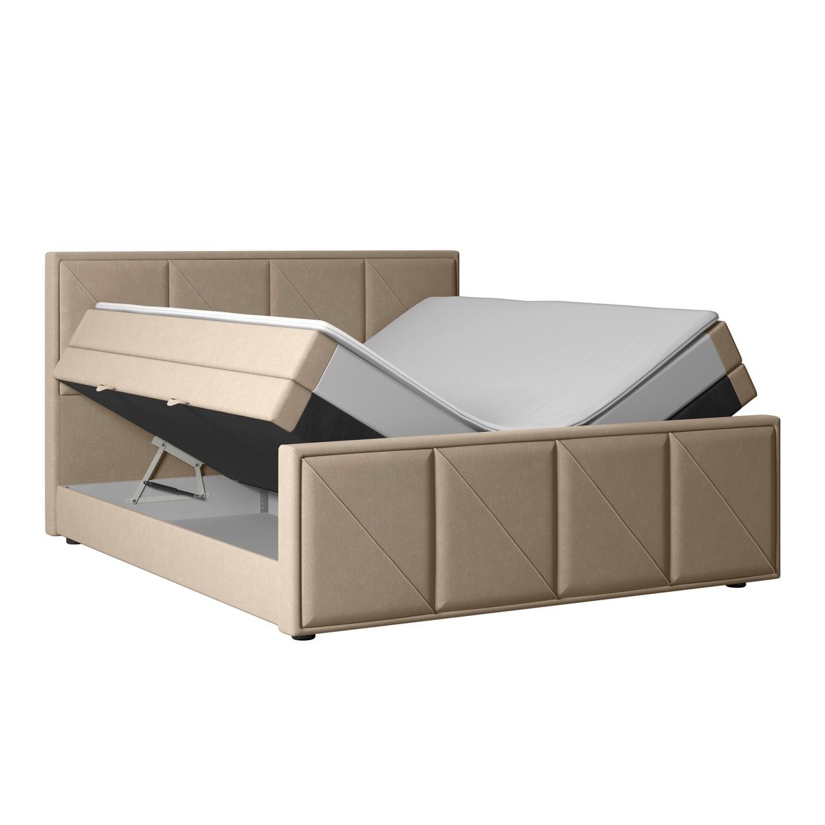 Boxspringbett Mit Bettkasten Oslo 180x200 Cm Beige - Beige/Schwarz, MODERN, Holz/Kunststoff (180/200cm) - MID.YOU