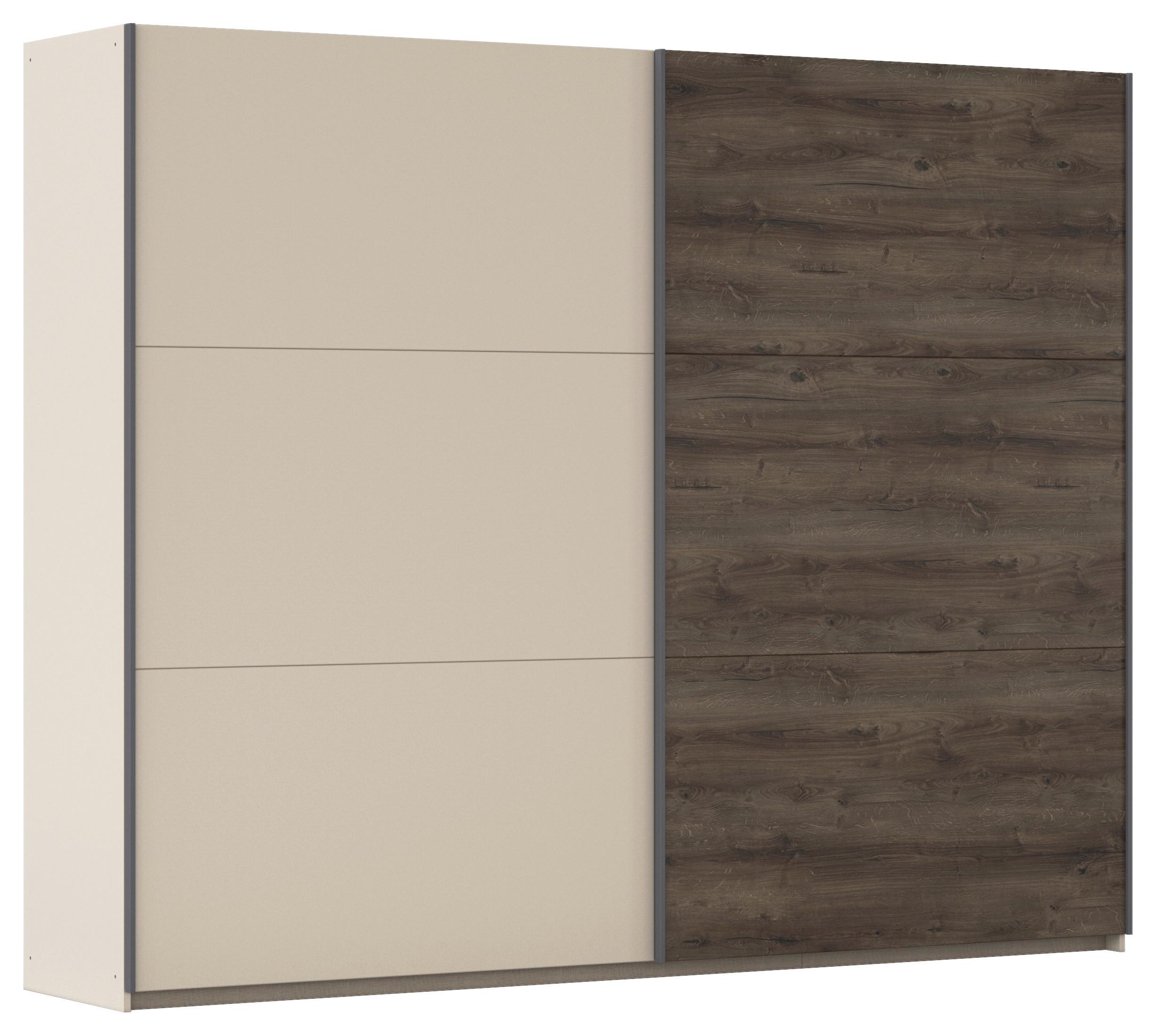 Schwebetürenschrank Sajo-extra 261cm, Champagner - Eiche dunkel/Champagner, Trend, Holzwerkstoff (261/210/59cm)