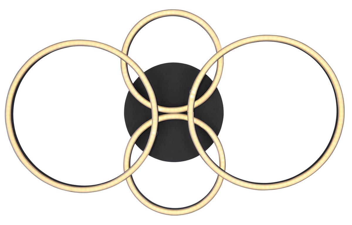 Led-deckenleuchte 67233-40s Kendy - Schwarz, Design, Kunststoff/Metall (65,5/40,6/7,5cm) - Globo