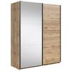 Schwebetürenschrank Mit Spiegel 153,5cm Tetrix, Eiche - Klar/Eiche Wotan, MODERN, Glas/Holzwerkstoff (153,5/195,5/60cm) - MID.YOU