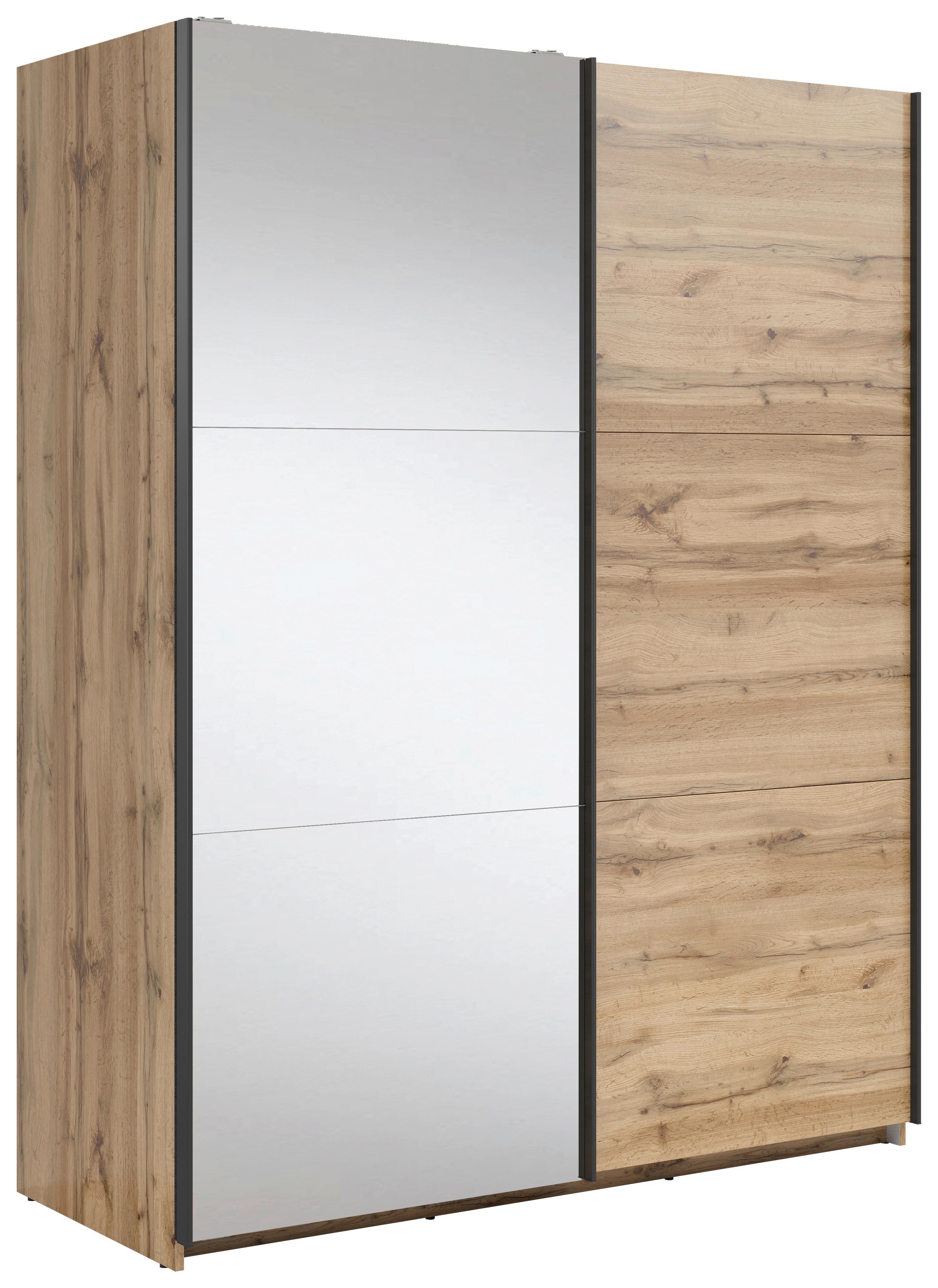 Schwebetürenschrank Mit Spiegel 153,5cm Tetrix, Eiche