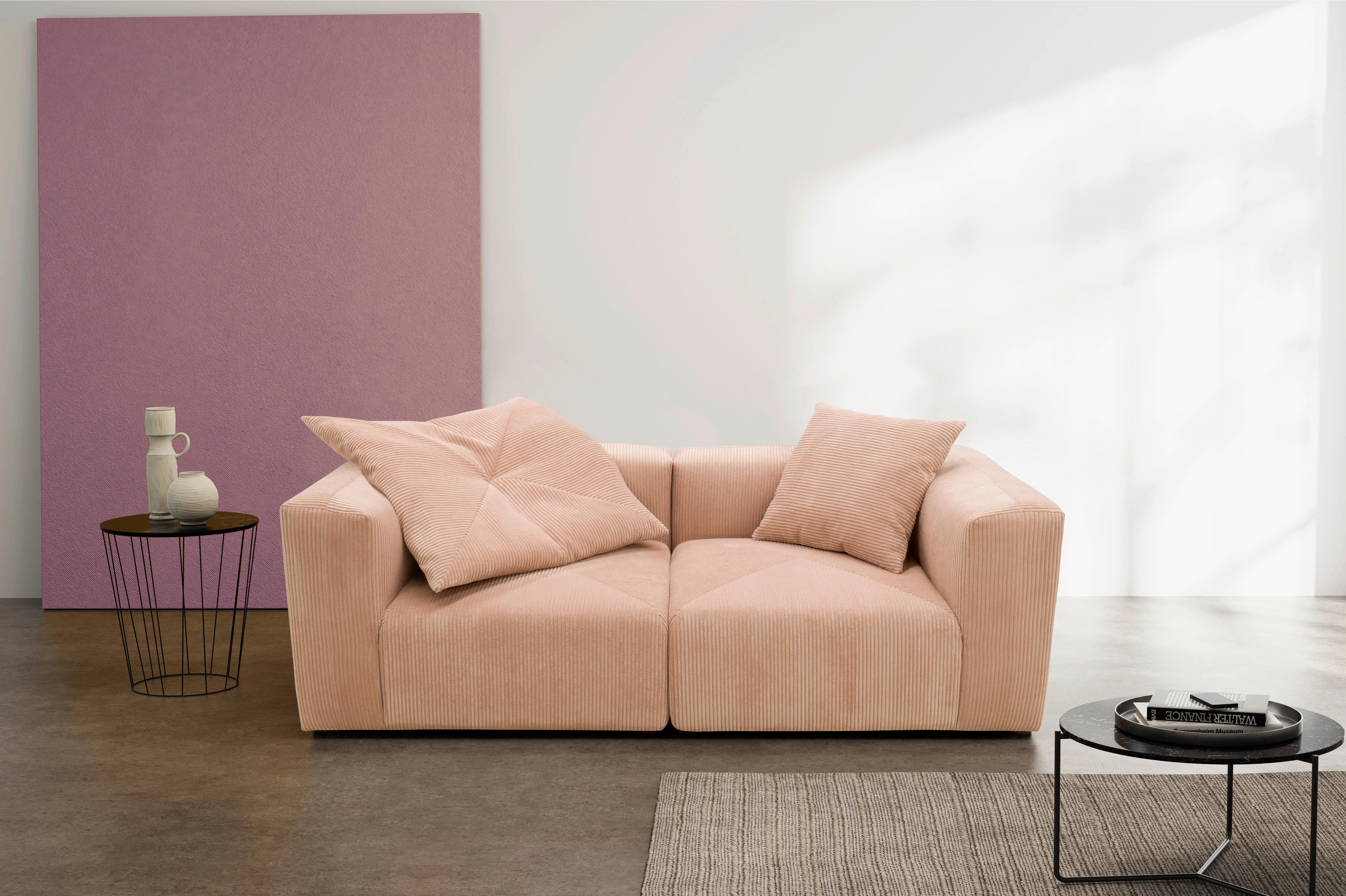 2-sitzer-sofa Rosa, Roségold B: 216 Cm - Roségold/Schwarz, Design, Textil (216/69/108cm) - MID.YOU