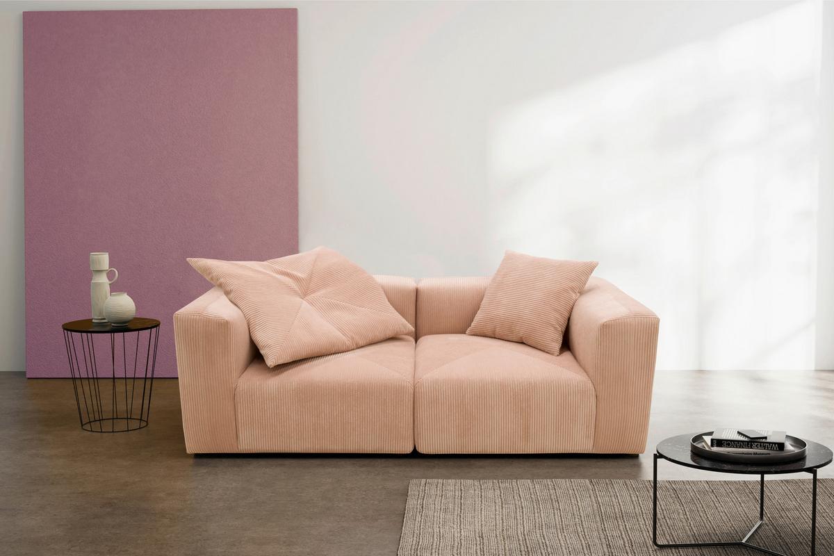 Sofaelement Rosa, Roségold B: 108 cm - Roségold/Schwarz, Design, Textil (108/69/108cm) - MID.YOU