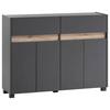 Kommode 112,2 cm Cosmo, Anthrazit - Anthrazit/Silberfarben, Design, Holzwerkstoff (112,2/84,4/33cm) - MID.YOU