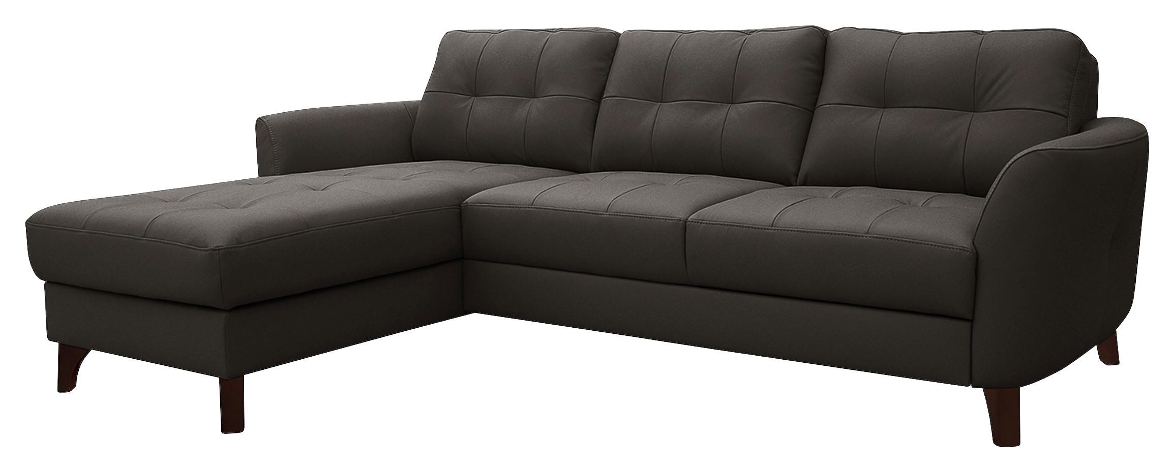 Ecksofa Nordic Dunkelbraun S: 168x238 cm - Dunkelbraun/Buchefarben, Design, Leder/Textil (168/238cm) - Livetastic