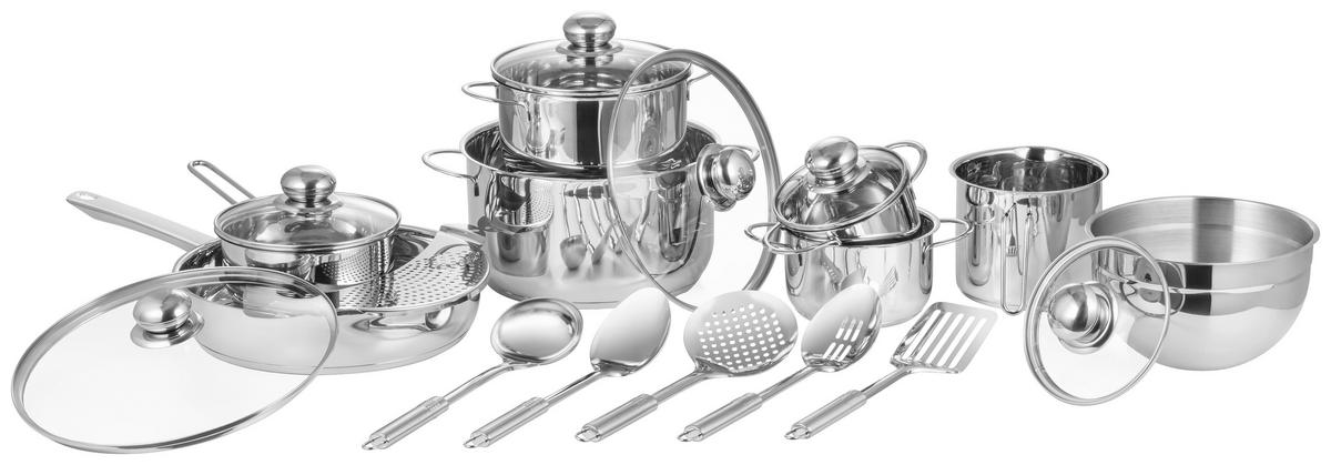 Kochtopfset Heda - Klar/Edelstahlfarben, MODERN, Glas/Metall - Luca Bessoni