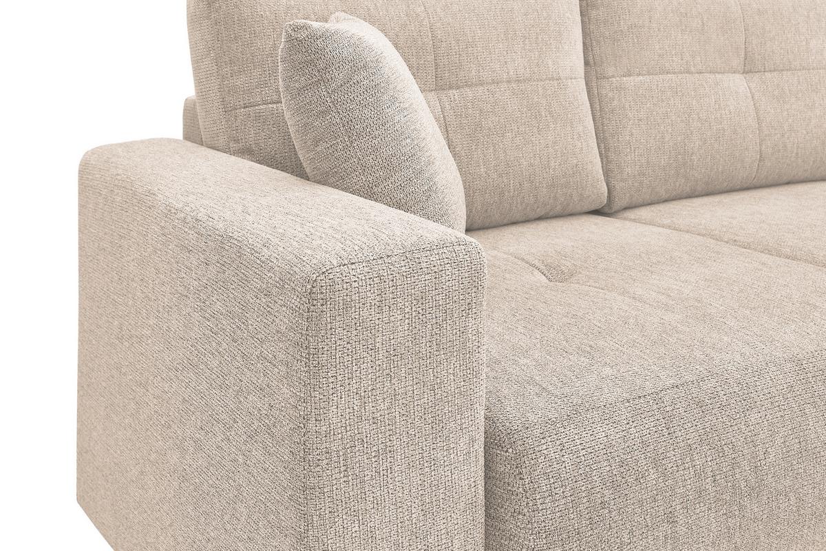 Ecksofa Texas Recr-Rechts Beige S: 259x203 cm - Beige/Schwarz, KONVENTIONELL, Holz (259/92/203cm)
