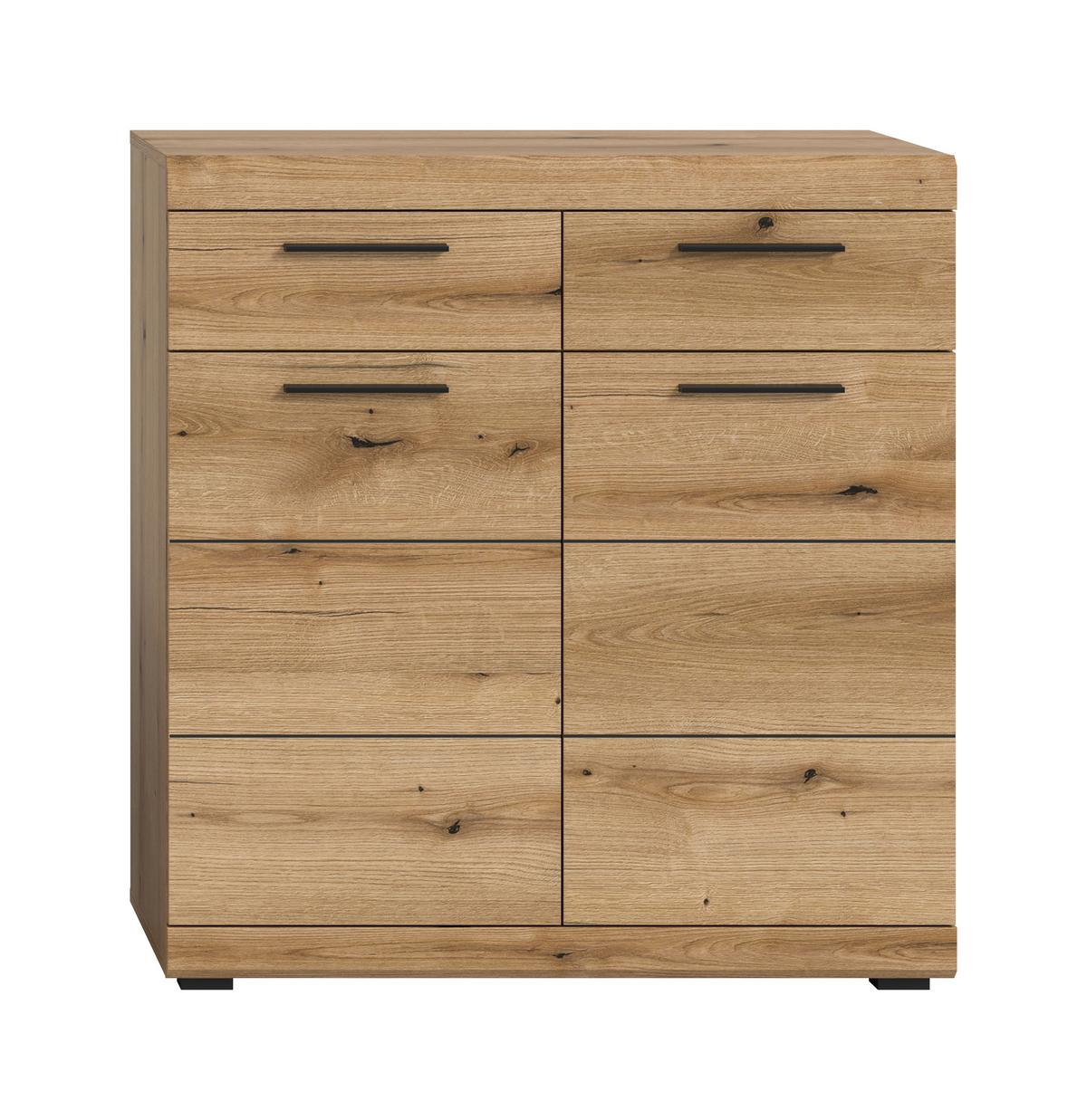 Kommode Scout Eiche Dunkel B: 90 cm - Eiche dunkel/Silberfarben, Design, Holzwerkstoff (90/96/37cm) - Livetastic
