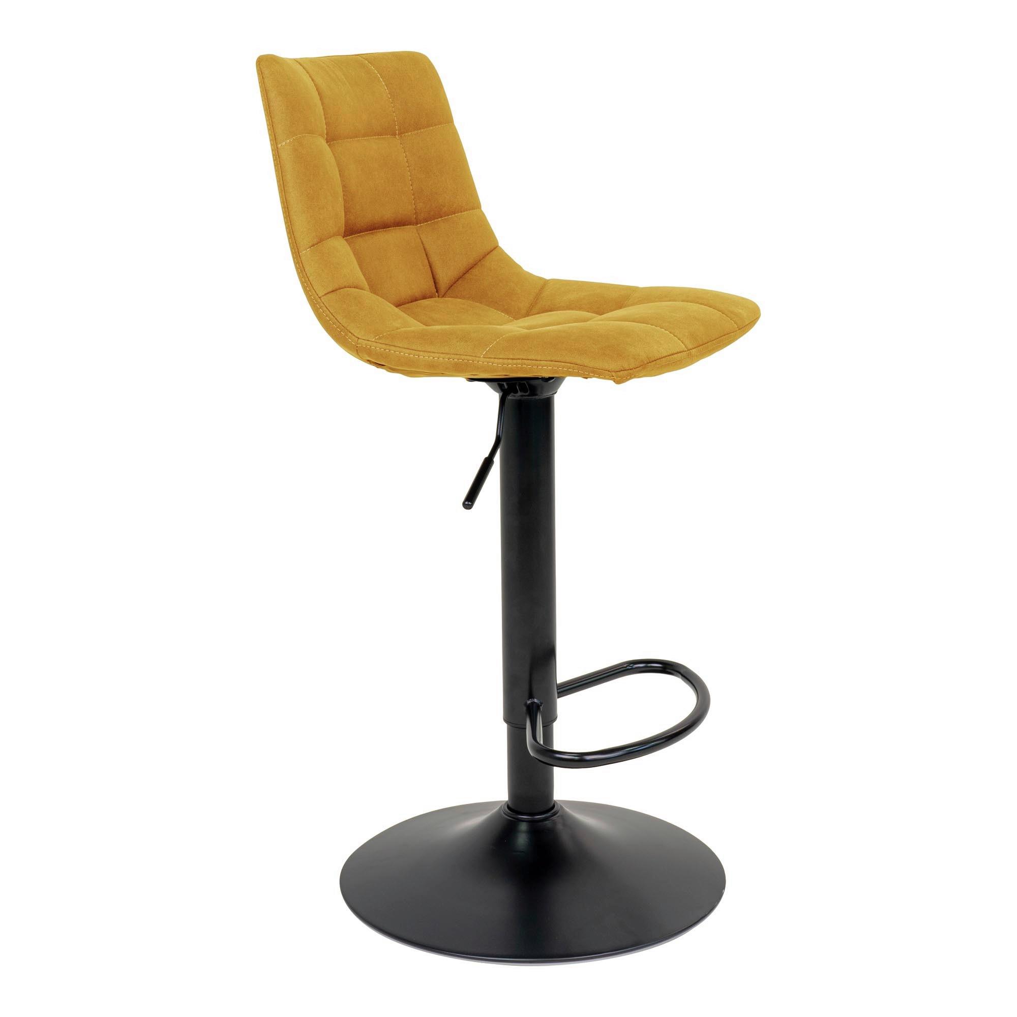 Barhocker-Set Middelfart Senfgelb B: 43 cm - Senfgelb/Schwarz, MODERN, Textil/Metall (43/88-108/45cm) - MID.YOU