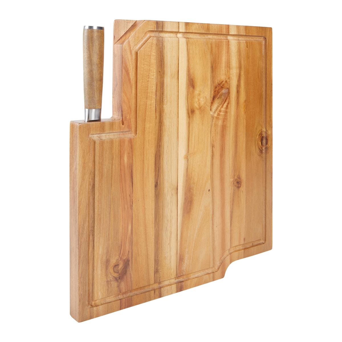 Messerblock Elija 2-Teilig B/H/T: ca. 35,8/41,5/3,5 cm - Braun, Trend, Holz/Metall (35,8/41,5/3,5cm) - Echtwerk