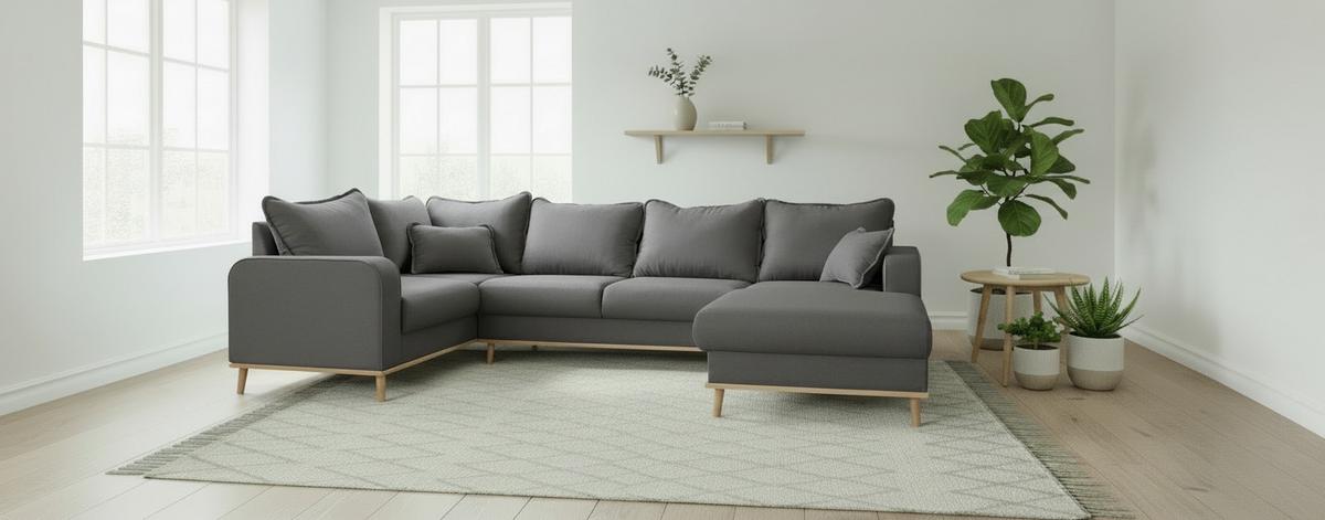 Wohnlandschaft Beata D.grau U:167x296x170 Cm - Wengefarben/Dunkelgrau, Design, Textil (167/296/170cm) - Livetastic