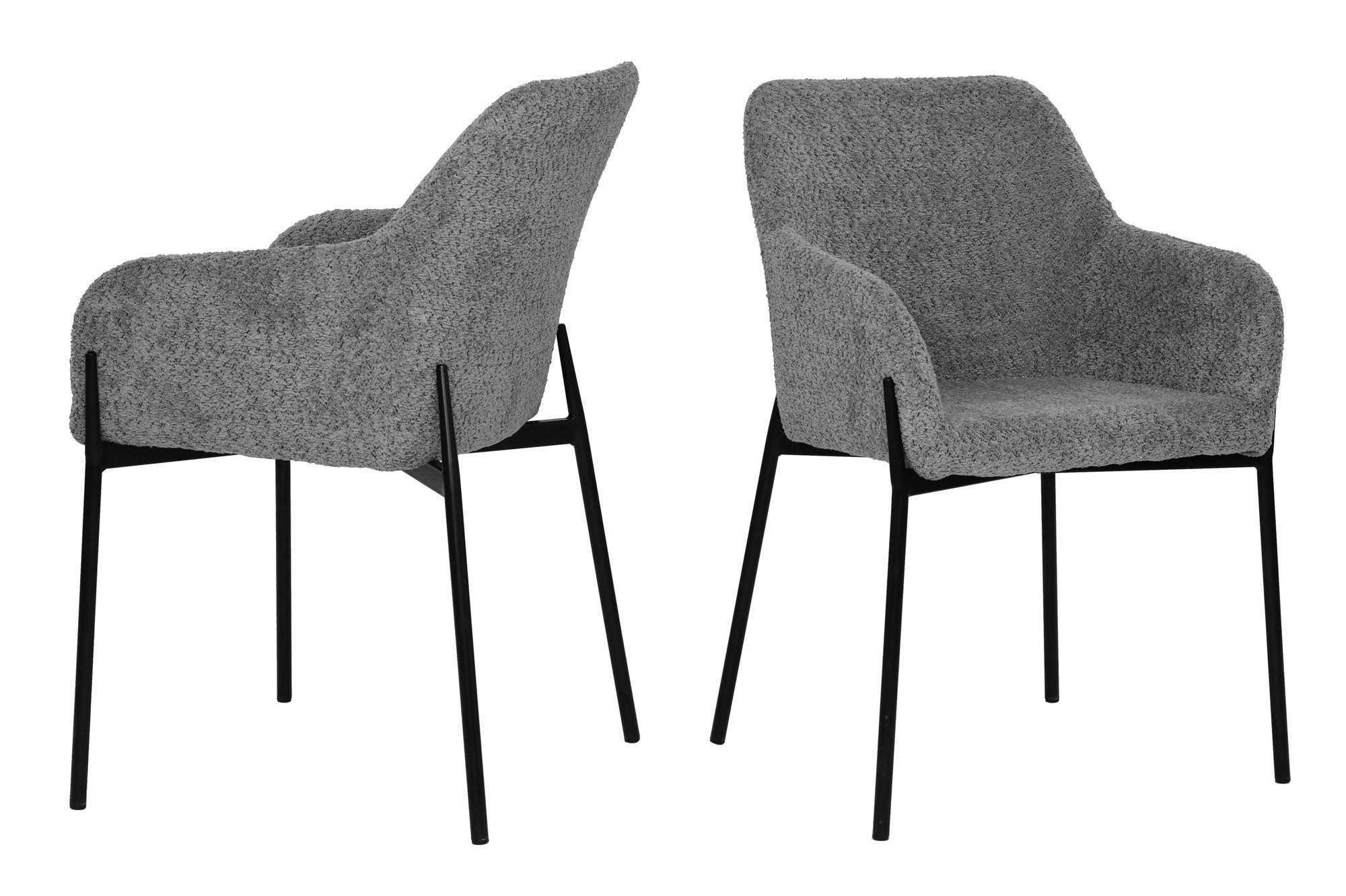 ARMLEHNSTUHL-SET Schwarz/Grau 2-teilig - Schwarz/Grau, MODERN, Textil/Metall (63/79/51cm) - MID.YOU