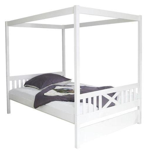 Posteľ s nebesami LINO biela - biela, Modern, drevo (140/200cm) - MID.YOU
