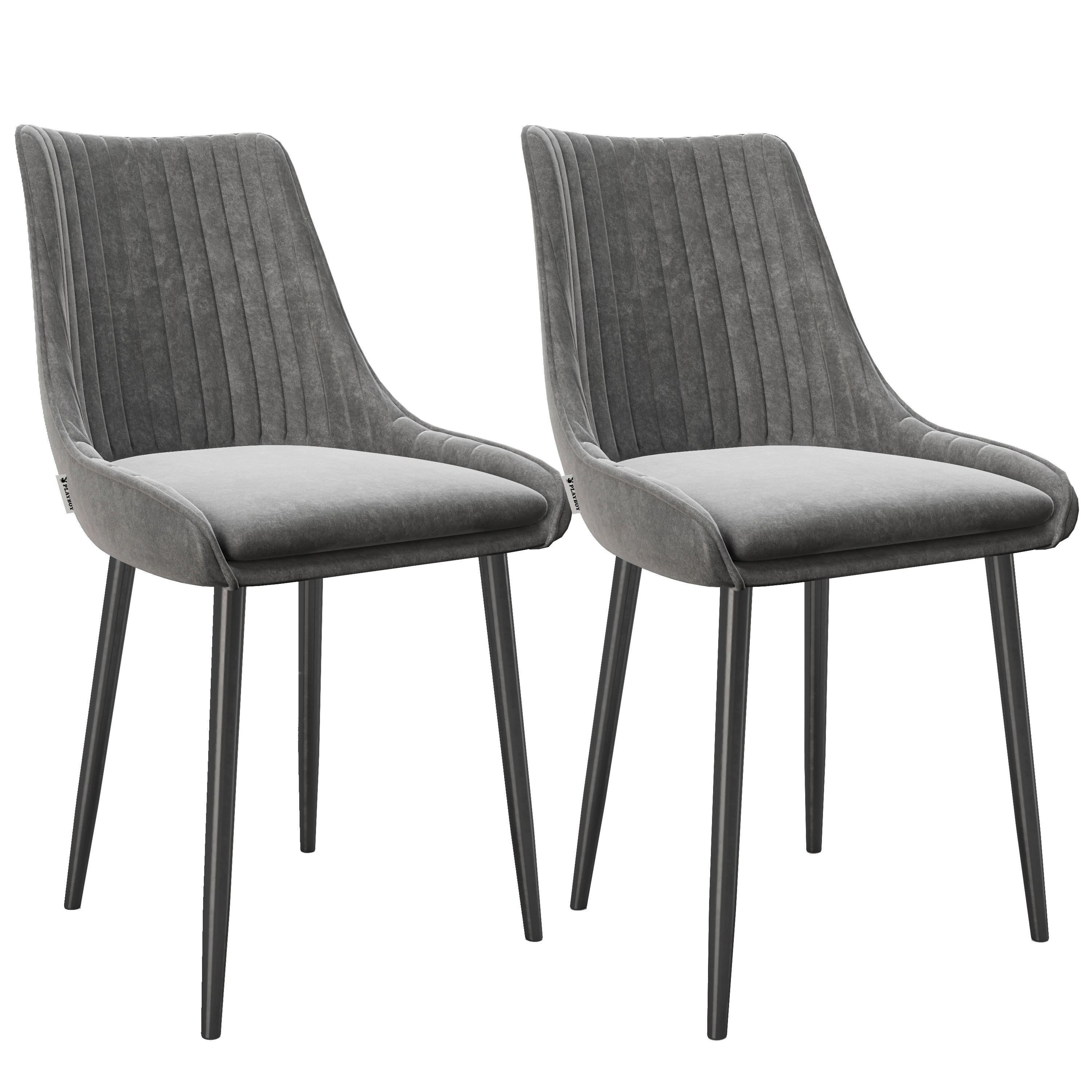 Polsterstuhl Samantha Anthrazit 2er-Set - Anthrazit/Schwarz, KONVENTIONELL, Textil/Metall (51/84/55cm) - Playboy