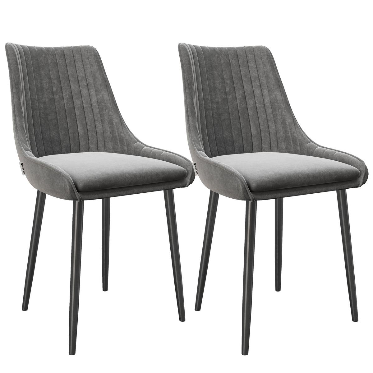 Polsterstuhl Samantha Anthrazit 2er-Set - Anthrazit/Schwarz, KONVENTIONELL, Textil/Metall (51/84/55cm) - Playboy