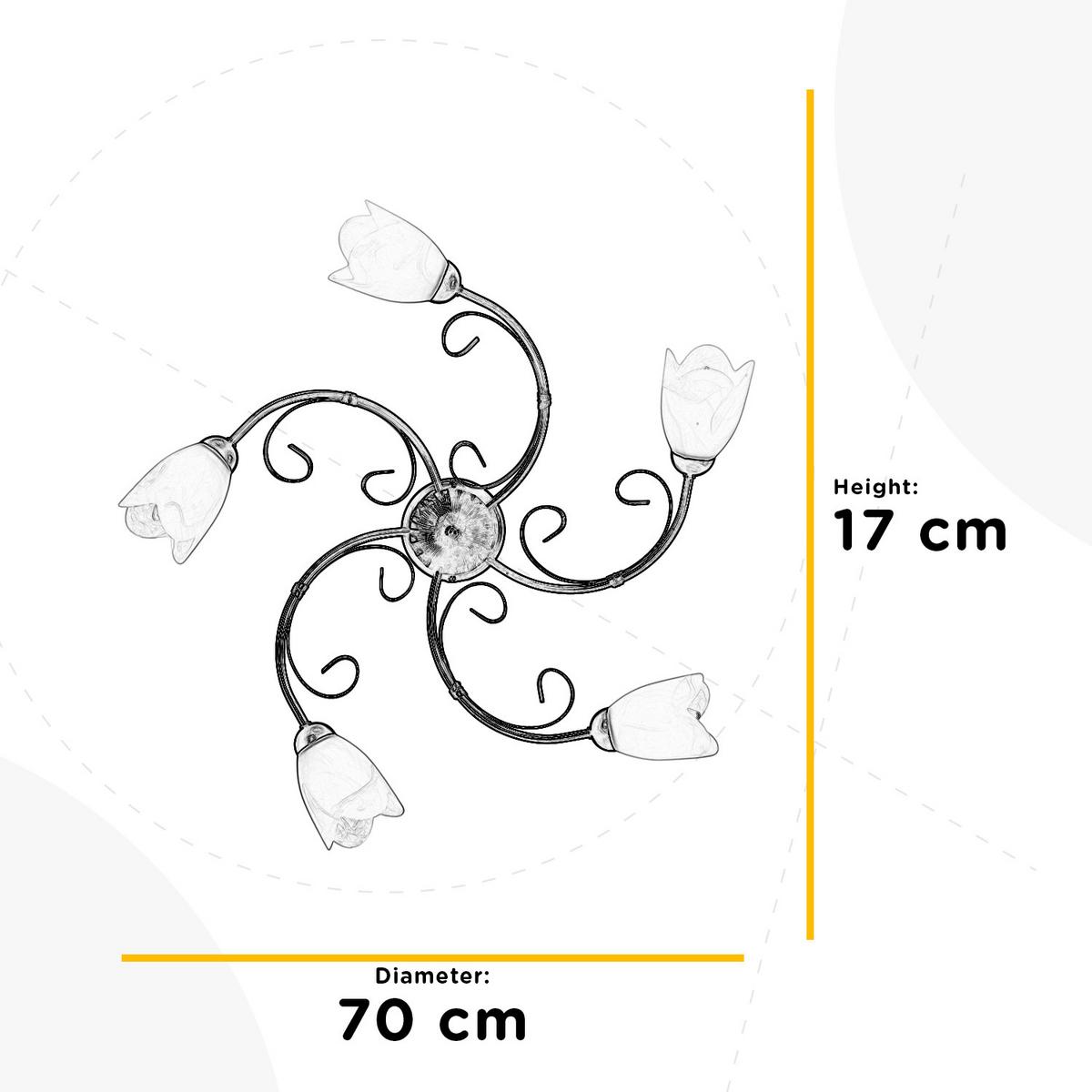 Deckenleuchte Odino Bronzefarben D: 70 Cm - Bronzefarben, KONVENTIONELL, Glas/Metall (70/17cm)