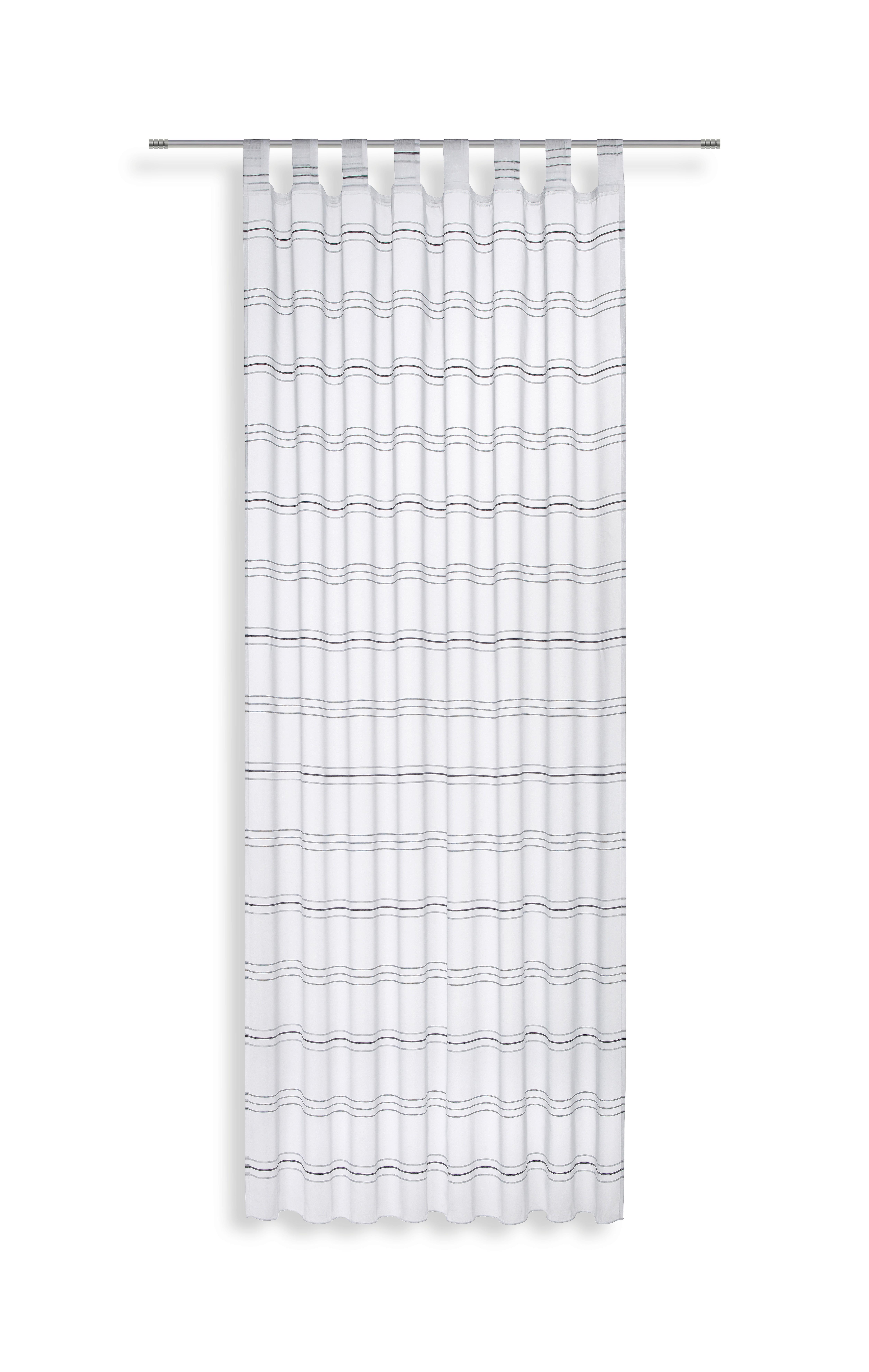 Vorhang mit Schlaufen und Band Halina 145x245 cm Weiß/ Silber