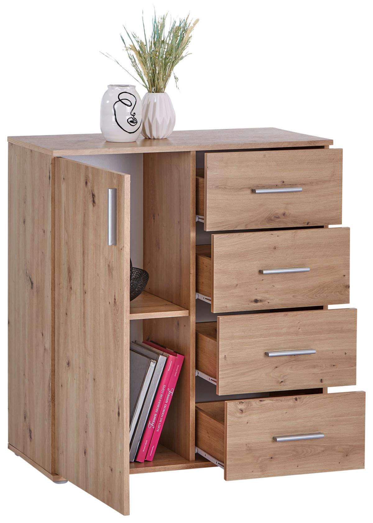 Kommode 88,2 cm Ina 02 Eiche - Eiche Artisan, MODERN, Holzwerkstoff (88,2/94,8/38,3cm)
