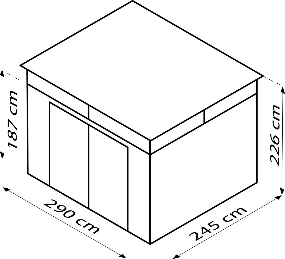 Gartenhaus mit Pultdach 276x226x245 cm - Anthrazit, Basics, Metall (276/226/245cm)